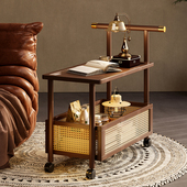 中古风零食小推车网红ins客厅沙发边几小茶几移动餐车收纳置物架