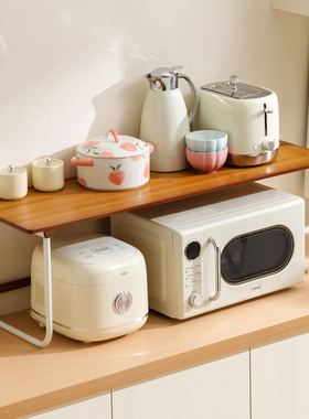 厨房置物架台面一字板分层架微波炉电饭煲烤箱锅具调味料收纳架子