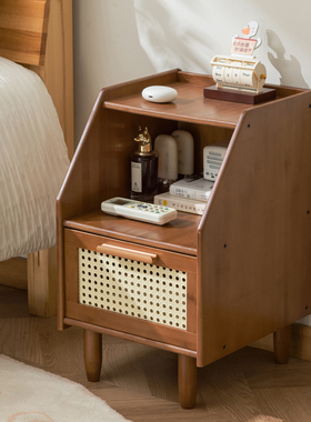 床头柜出租房用简约现代迷你小型置物架夹缝柜边柜卧室储物柜实木