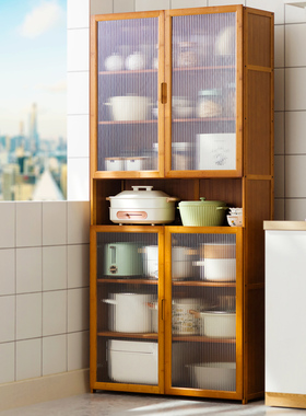 厨房餐边柜储物柜落地多层置物架多功能带门收纳柜锅具餐具碗橱柜