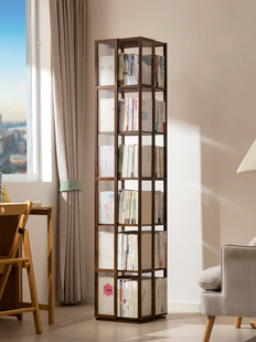 360旋转书架落地置物架书柜子家用储物柜儿童客厅展示架立架简易