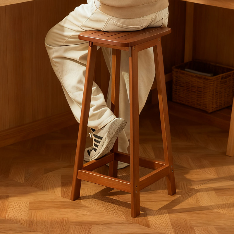 方凳家用高长板凳复古简约厨房高脚凳高椅子吧台酒吧凳商用奶茶凳