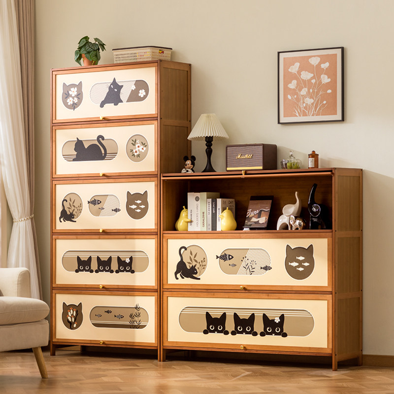 书柜置物架落地书架子家用客厅儿童靠墙多层收纳柜卧室翻门储物柜