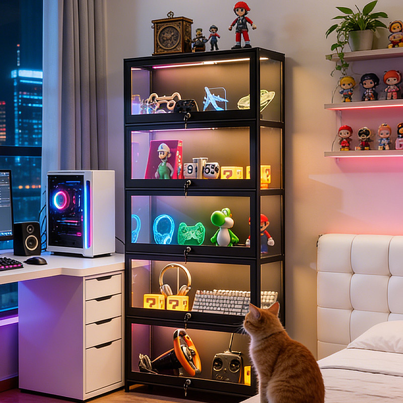 手办展示柜带锁亚克力透明痛柜适用乐高模型积木玩具包包收纳架子,住宅家具,家用陈列柜,淘宝优惠券,粉丝福利购,淘宝优惠卷