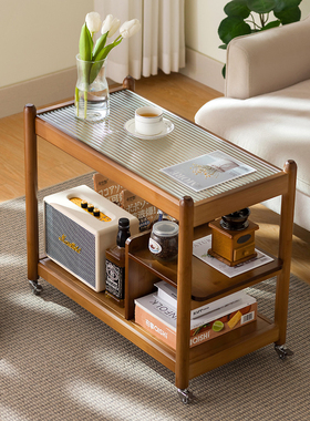 中古风沙发边几边柜可移动茶几小桌子客厅小推车床头置物架侧边柜