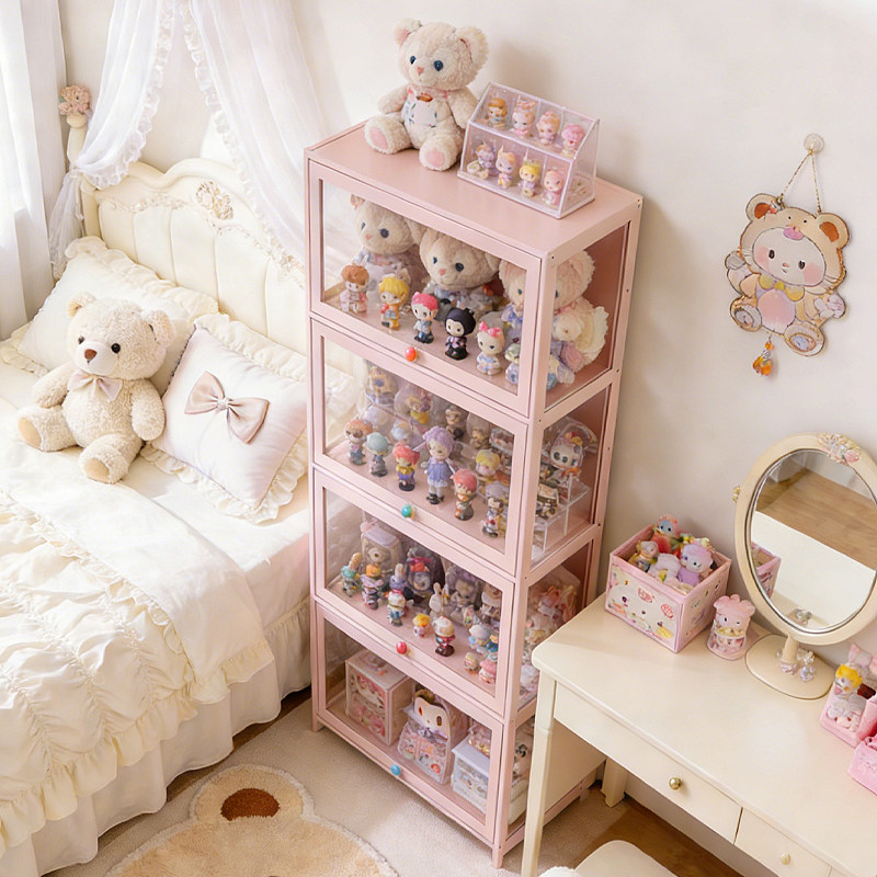 手办展示柜盲盒透明收纳盒家用模型玩具娃娃公仔立牌防尘陈列架子