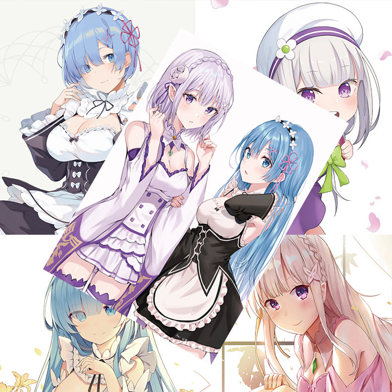 从零开始的异世界生活海报 opp袋装 1套8张铜版纸 拉姆雷姆墙贴纸