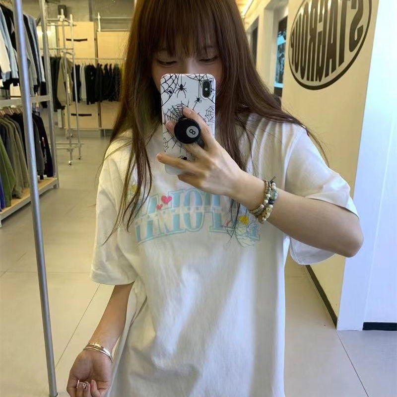 100%纯棉白色短袖T恤女高街T恤