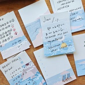 panpan日记夏日海边风景系列加厚M5学生可书写周计划便签 现货