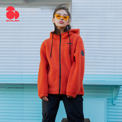 SCALER思凯乐羊羔抓绒衣外套女男超好看加厚保暖摇粒绒连帽卫衣