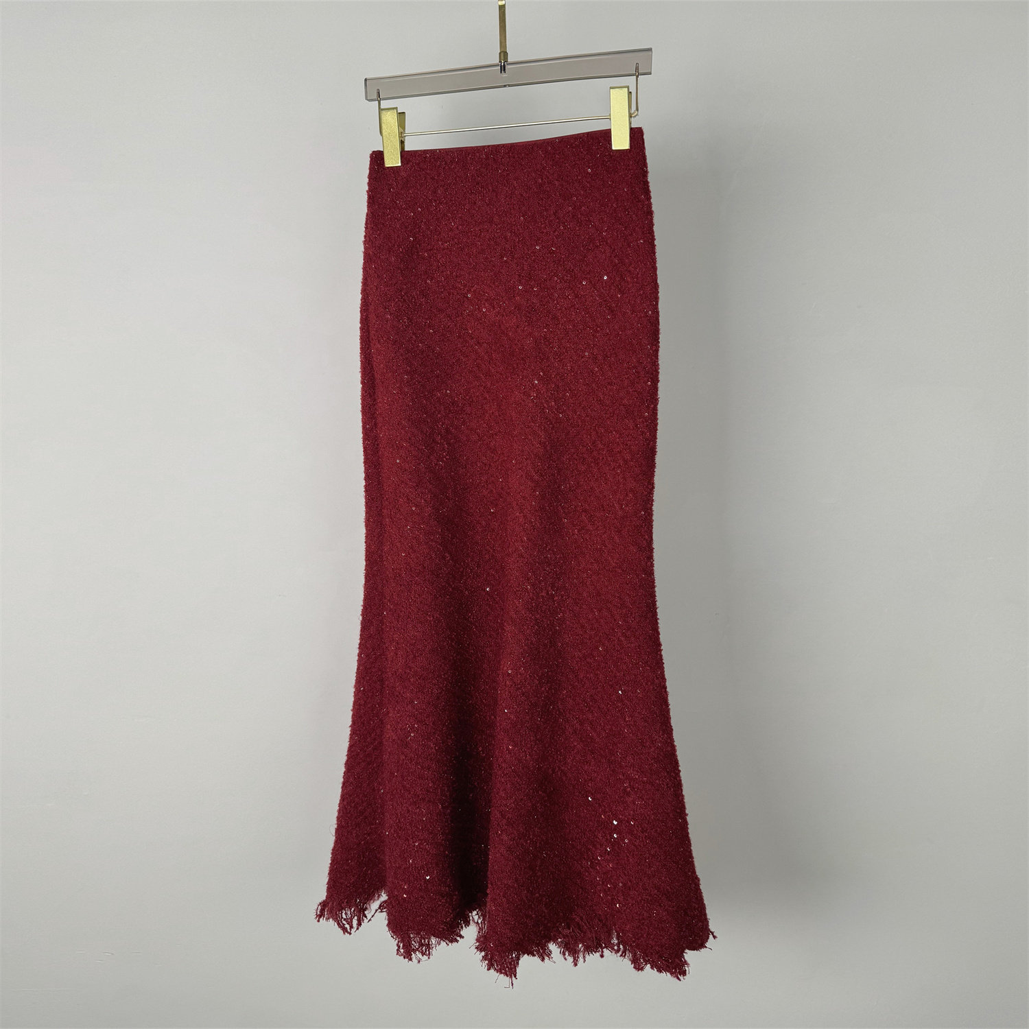 加长亮片流苏摆松紧高腰半身裙红色显瘦气质百搭高级鱼尾长裙子女,女装/女士精品,半身裙,淘宝优惠券,粉丝福利购,淘宝优惠卷