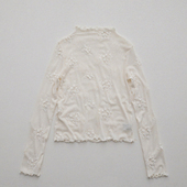 蕾丝打底衫 女26新款 温柔少女半高领立体花朵刺绣微透叠穿内搭T恤