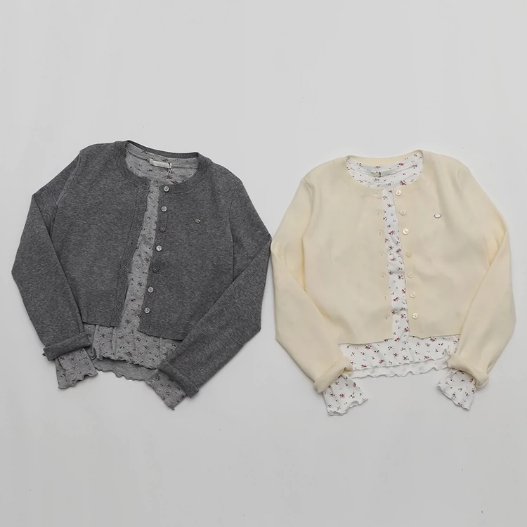 2024秋季新款法式小众复古圆领针织开衫简约通勤百搭软糯毛衣外套