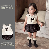 夏季 女童夏装 小香风薄 洋气时髦儿童无袖 上衣宝宝裙裤 套装 2025新款