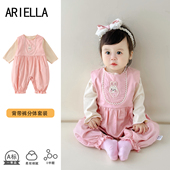婴儿新品 女宝宝2025年秋款 两件套连体衣可爱超萌外出满月百天爬服