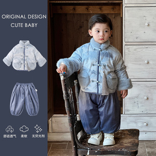 国风婴幼儿套装冬装2025新款宝宝加绒保暖唐装周岁衣服冬季拜年服
