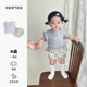 女宝宝套装 包屁衣分体两件套薄 洋气时髦哈衣婴儿短袖 夏季 2025新款