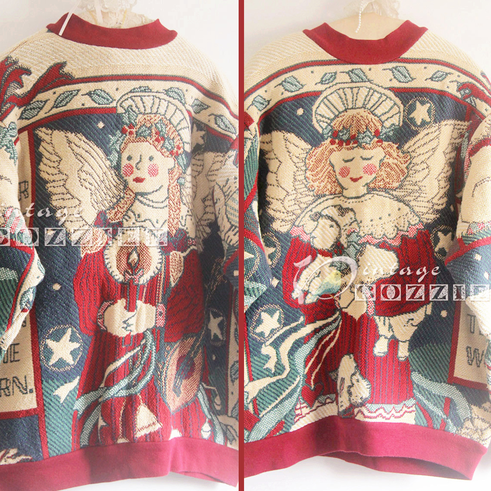 vintage粗花编织孤品套头卫衣