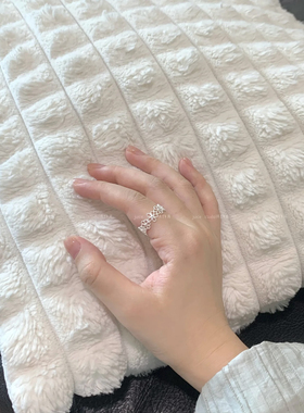 s925纯银镂空小银花开口戒指1.8g