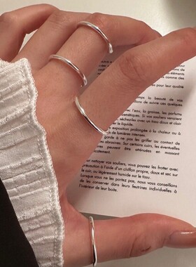 s925纯银素圈天花板！叠戴迷你细款百搭开口戒指