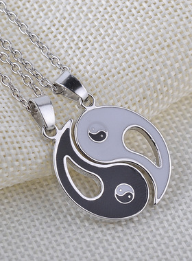 欧美新款复古best friends项链阴阳八卦情侣套链友谊见证项链