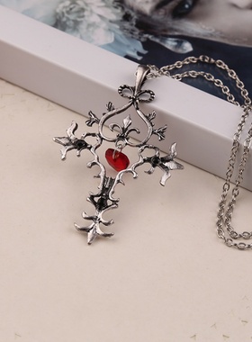 欧美亚马逊Vampire Diaries 吸血鬼日记圣心十字架项链吊坠配饰