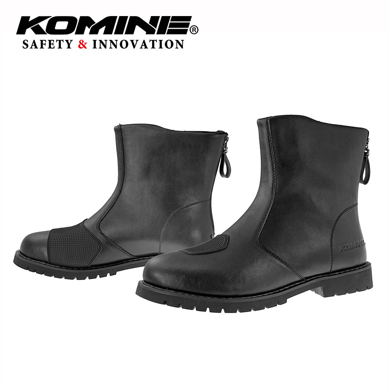 KOMINE秋冬复古骑士鞋天然哑光牛皮摩托车中长靴保暖骑行鞋BK-098