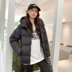 FTZT短款 羽绒服女宽松加厚小个子90白鸭绒面包服连帽立领冬外套潮