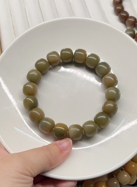 14老型桶鬼工干磨墨绿花皮多宝菩提根手串14125至14127