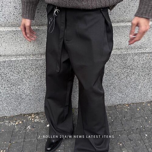 百搭立体捏褶西裤阔腿休闲长裤