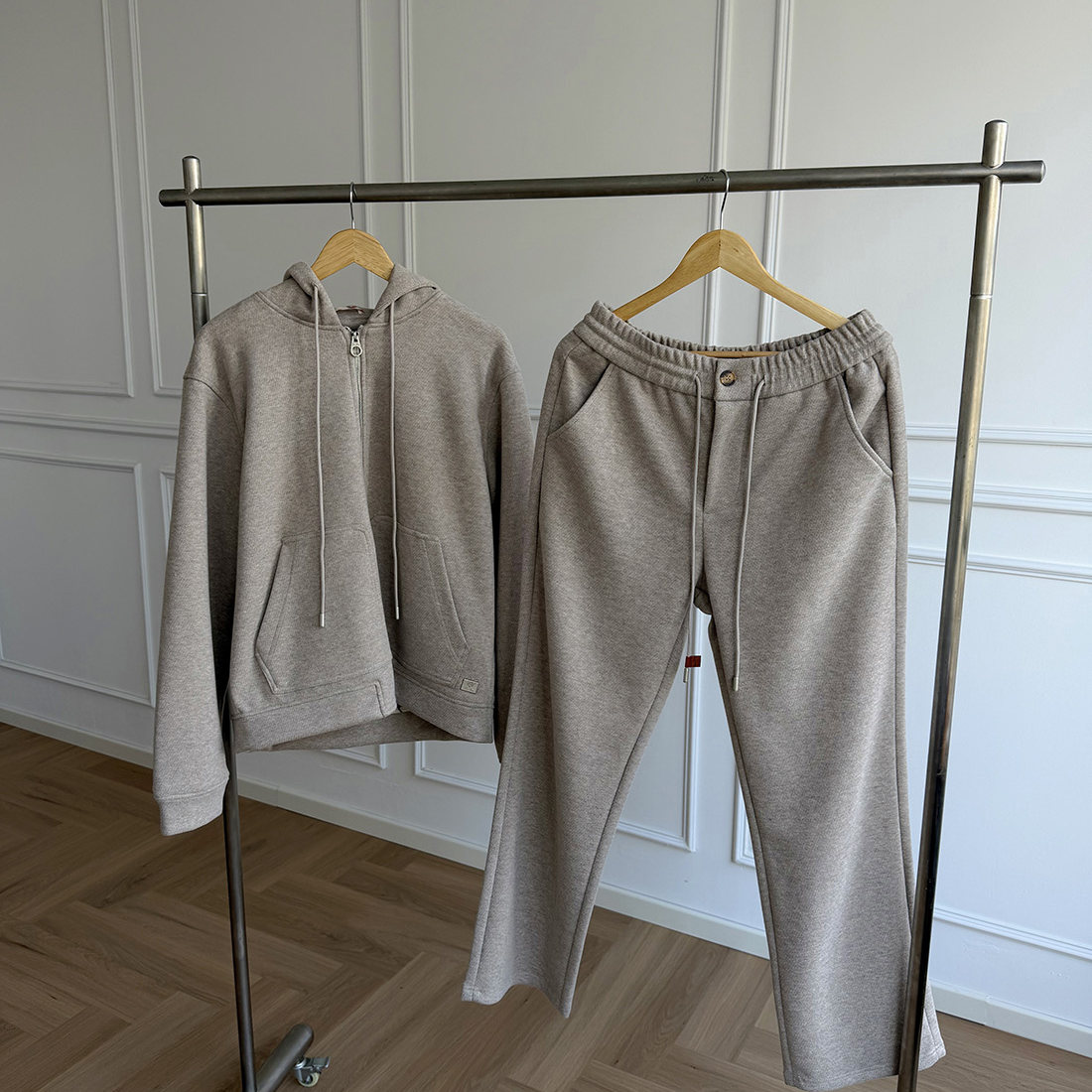 法式老钱LP风休闲卫衣套装冬装男