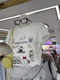 超可爱kt猫印花立体糖果正肩显瘦短袖T桖～小版修身显瘦上衣！
