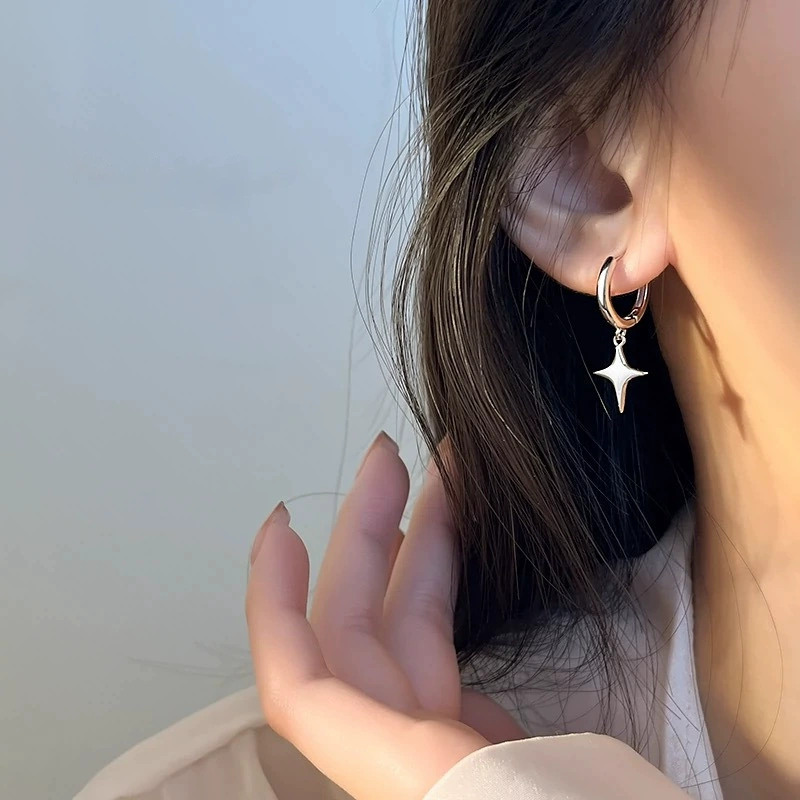 S999银针星芒耳环耳扣女小众耳环