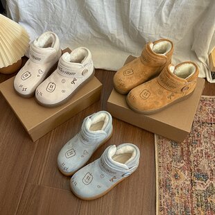 2025秋季新款绒面圆头短筒2025年冬季套筒TPR(牛筋平