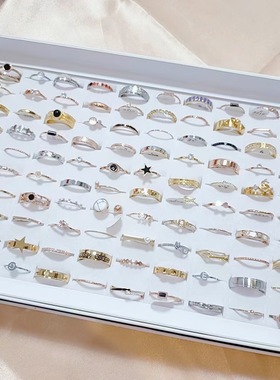 钛钢锆石不掉色混款批发戒指