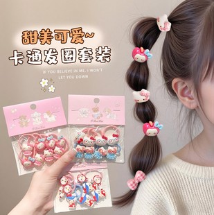 儿童可爱卡通猫咪发夹发圈格子蝴蝶结皮筋头绳小女孩可爱拇指发圈