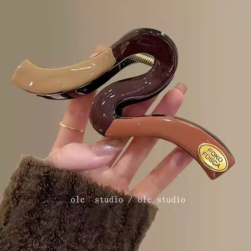 法式简约撞色大号波浪抓夹