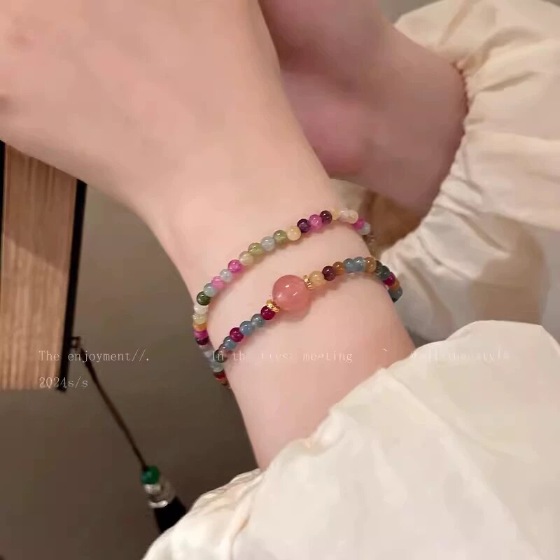 复古彩色串珠手串女高级感国风图片