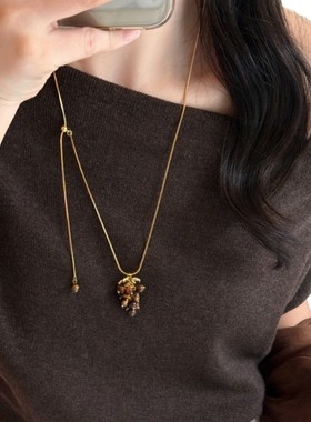 美拉德虎眼石葡萄串长款毛衣链