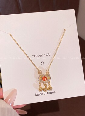 新中式平安锁铃铛项链女轻奢