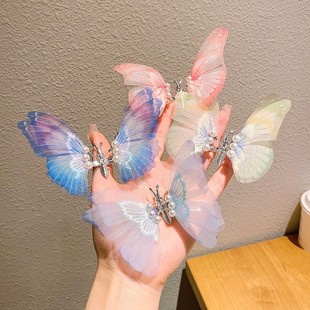 会动 蝴蝶发夹女儿童超仙古风夹子发饰2023灵动蝴蝶结小发卡头饰