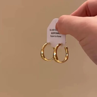 ins新款时尚简约百搭方形耳环气质小众设计感高级轻奢耳饰几何C圈