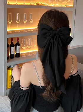 气质超长头饰红色缎面夸张大蝴蝶结发夹少女绑发发带装饰仙气配饰