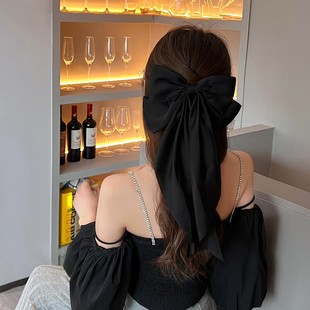 韩式新娘头饰红色缎面夸张大蝴蝶结发夹少女绑发发带新年装饰配饰