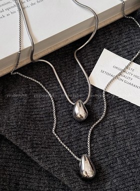 极简风水滴吊坠项链女秋冬百搭