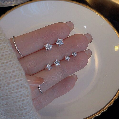 银针星星锆石小巧免摘耳钉