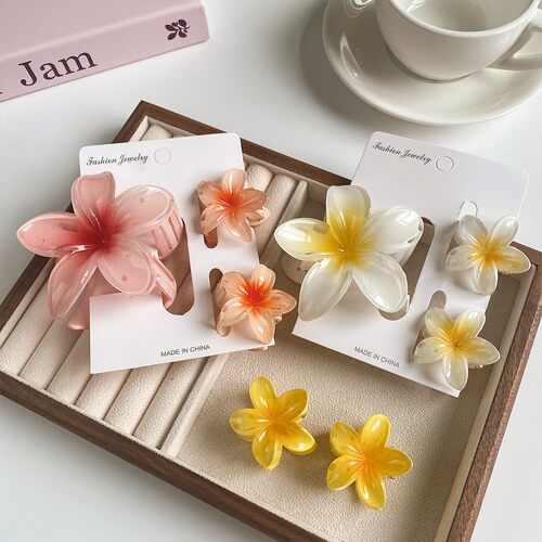 夏季甜美鸡蛋花亚克力抓夹套装