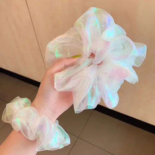 森系人鱼姬幻彩网纱大肠发圈