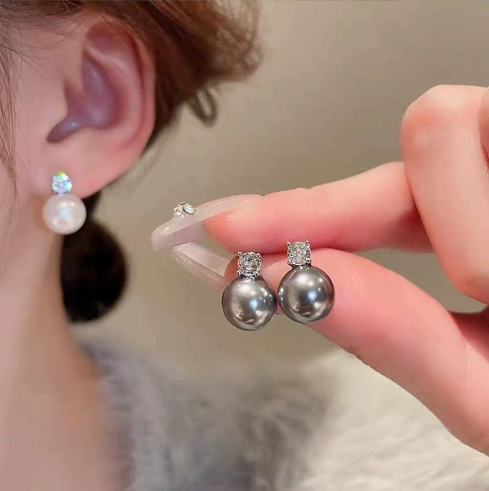 轻奢锆石珍珠耳钉精致百搭高级感