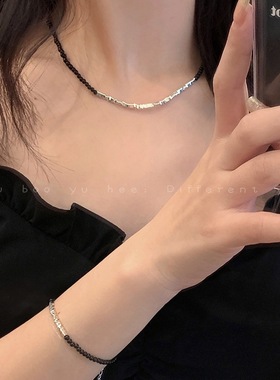 韩版轻奢小众设计感碎银子项链